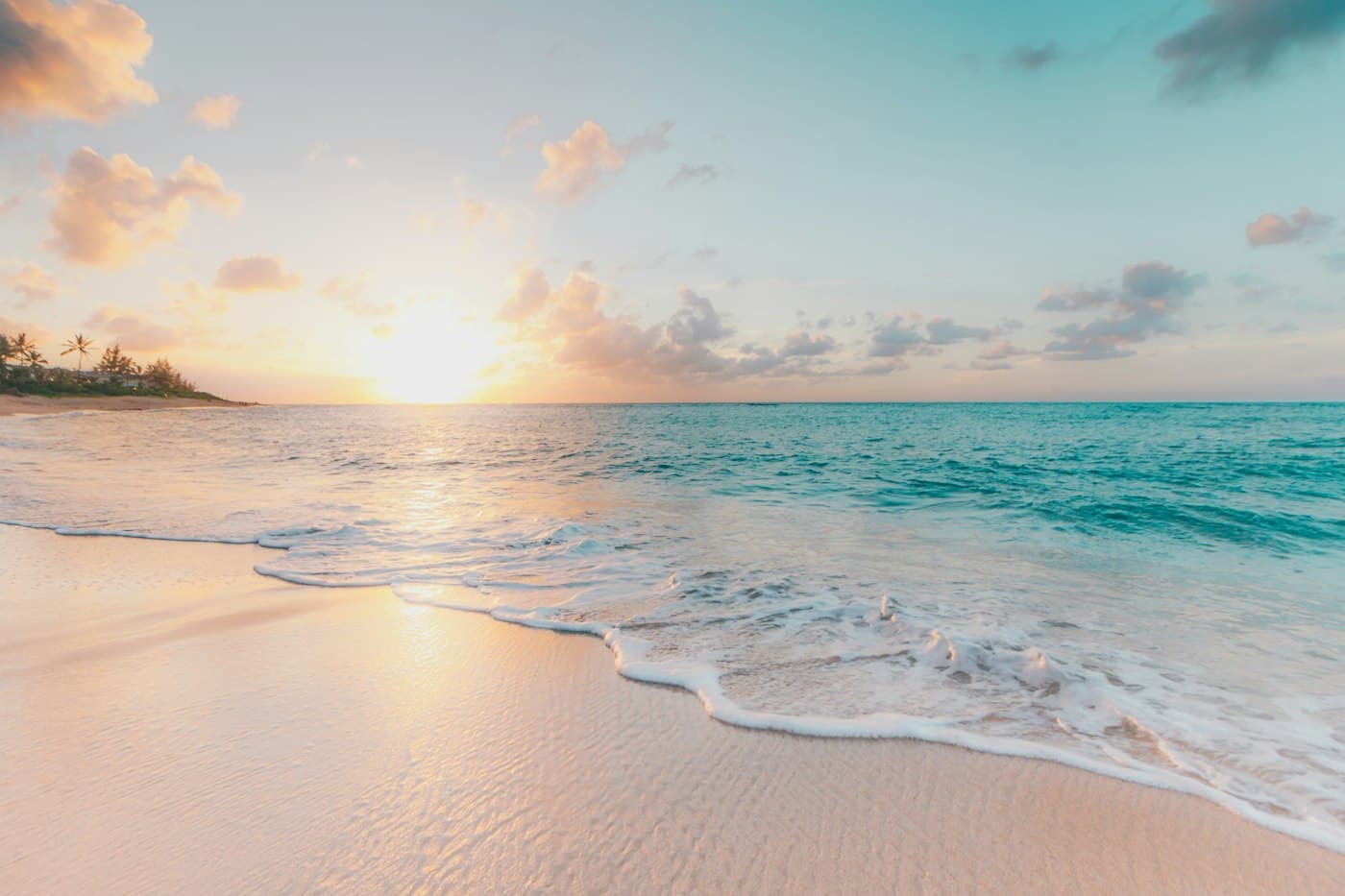 Tropical beach with clear blue water